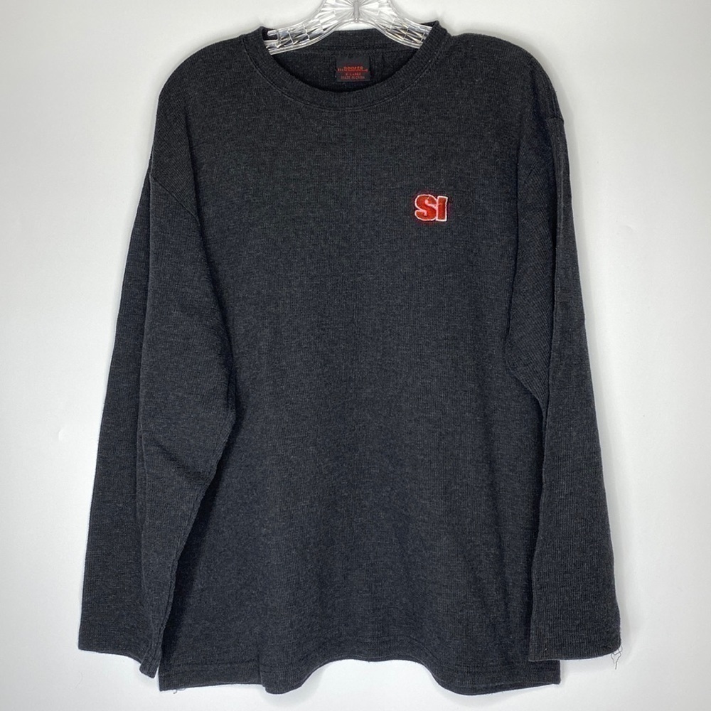 Vintage Sports Illustrated SI Grey Long Sleeve Thermal Shirt Size XL 90s